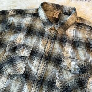 Hurley Flannel Shirt Mens 2XL Plaid Button‎ Down Long Sleeve Southwestern Aztec